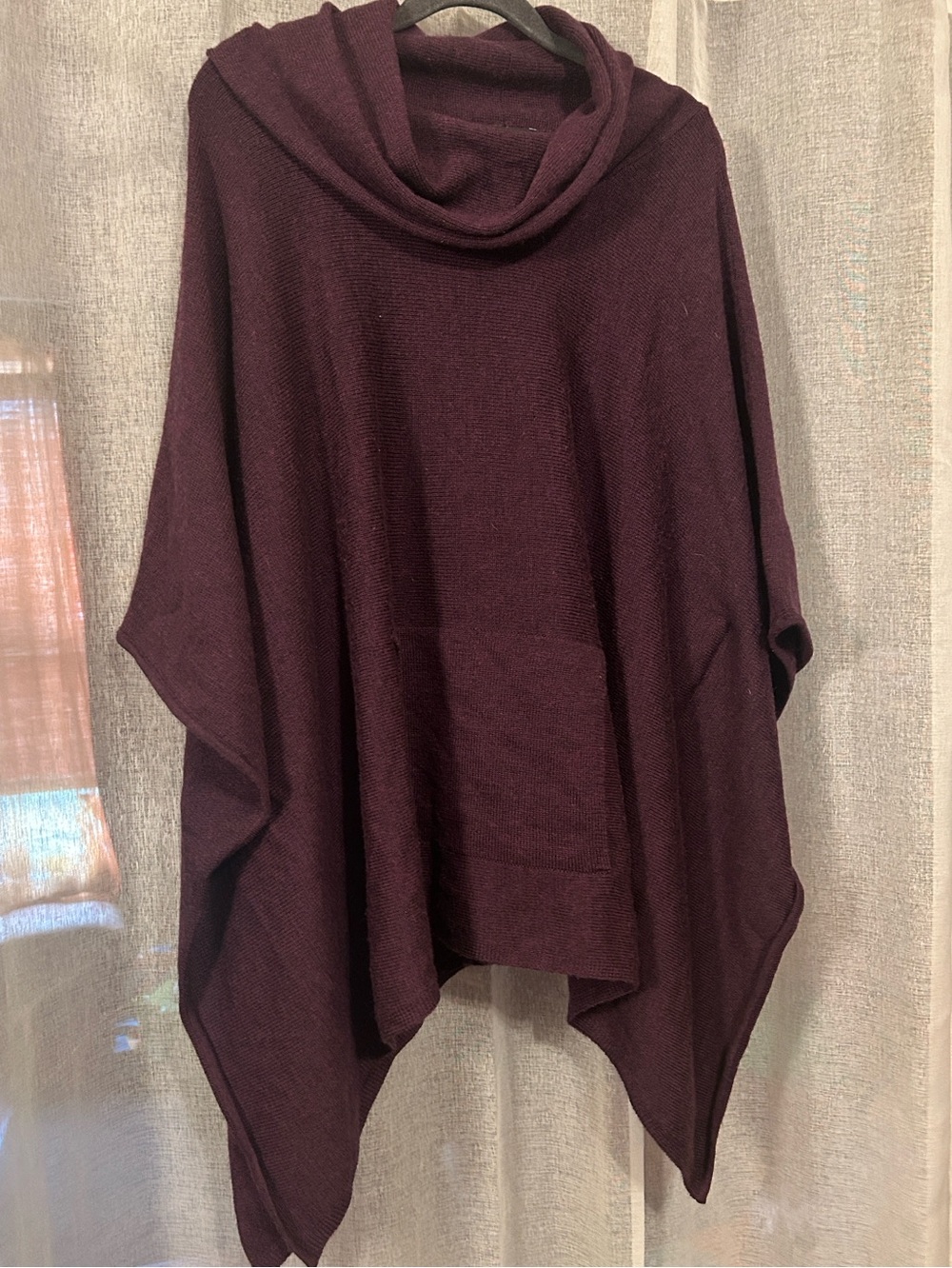 Eileen Fisher Woven Heart Cozy Cowl Neck Knit Poncho Sweater Sz S/M